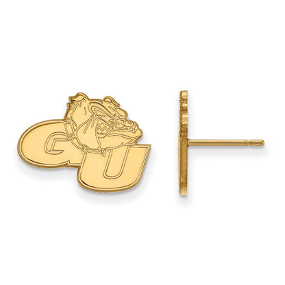 10K Yellow Gold Logoart Gonzaga University G U Bulldog Small Post Earrings