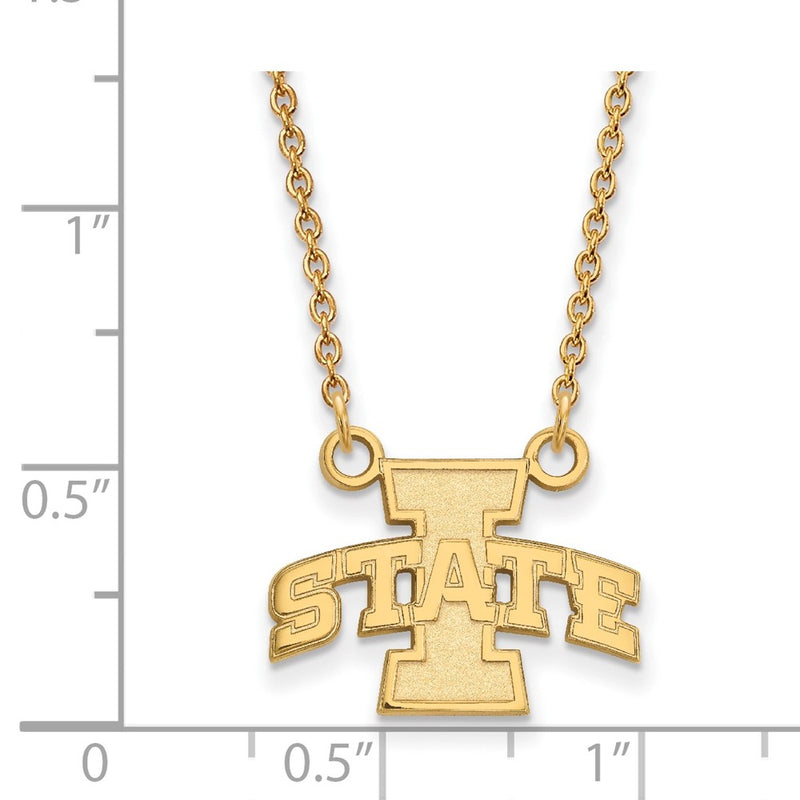 Gold Plated Sterling Silver Logoart Iowa State University Small Pendant 18 Inch Necklace