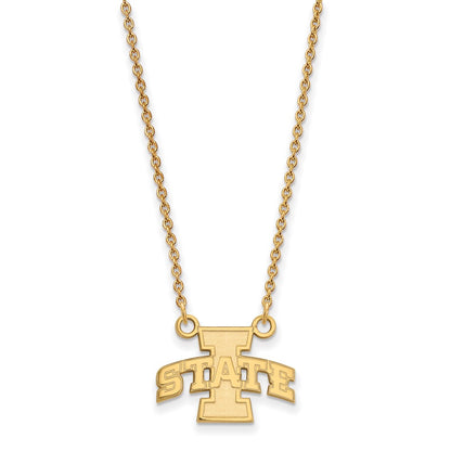 Gold Plated Sterling Silver Logoart Iowa State University Small Pendant 18 Inch Necklace