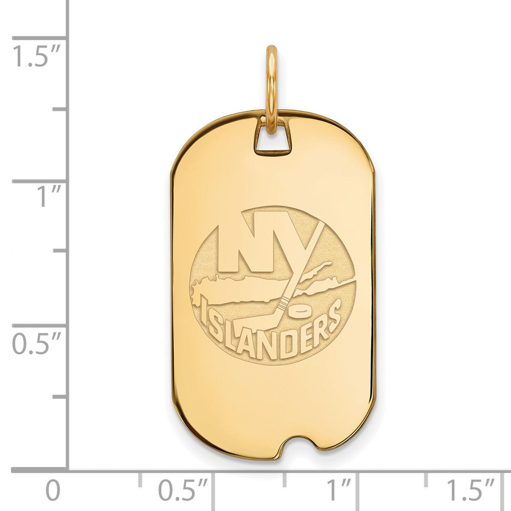 Gold Plated Sterling Silver Nhl Logoart New York Islanders Small Dog Tag Pendant