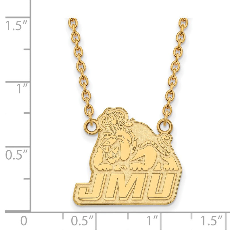 Gold Plated Sterling Silver Logoart James Madison University Large Pendant 18 Inch Necklace