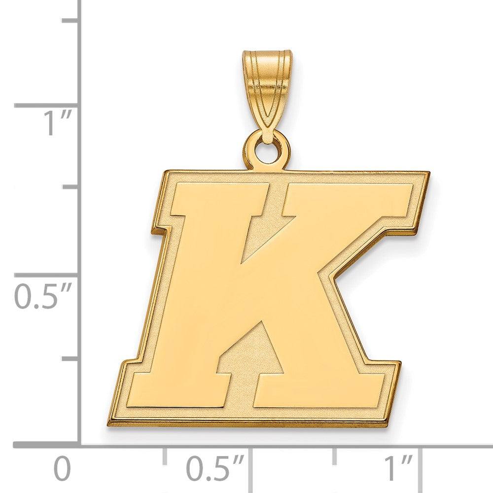 Gold Plated Sterling Silver Logoart Kent State University Letter K Large Pendant