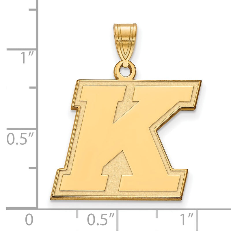 Gold Plated Sterling Silver Logoart Kent State University Letter K Large Pendant