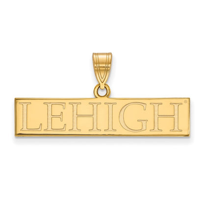 Gold Plated Sterling Silver Logoart Lehigh University Large Bar Pendant