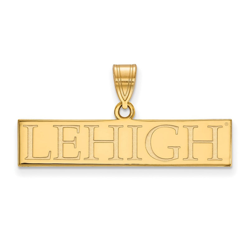 Gold Plated Sterling Silver Logoart Lehigh University Large Bar Pendant