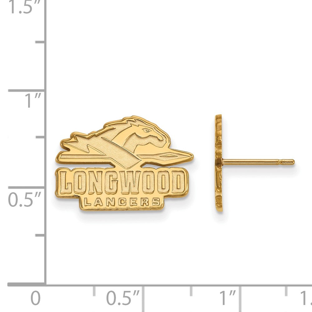 14K Yellow Gold Logoart Longwood University Lancers Small Post Earrings