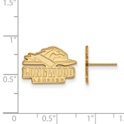 Gold Plated Sterling Silver Logoart Longwood University Lancers Small Post Earrings