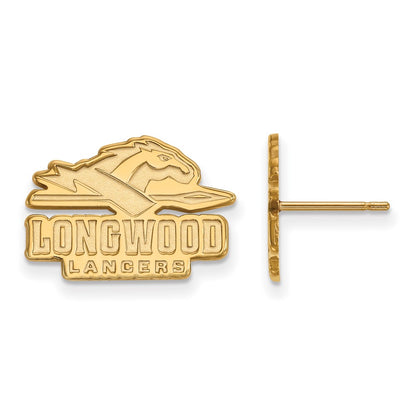 Gold Plated Sterling Silver Logoart Longwood University Lancers Small Post Earrings