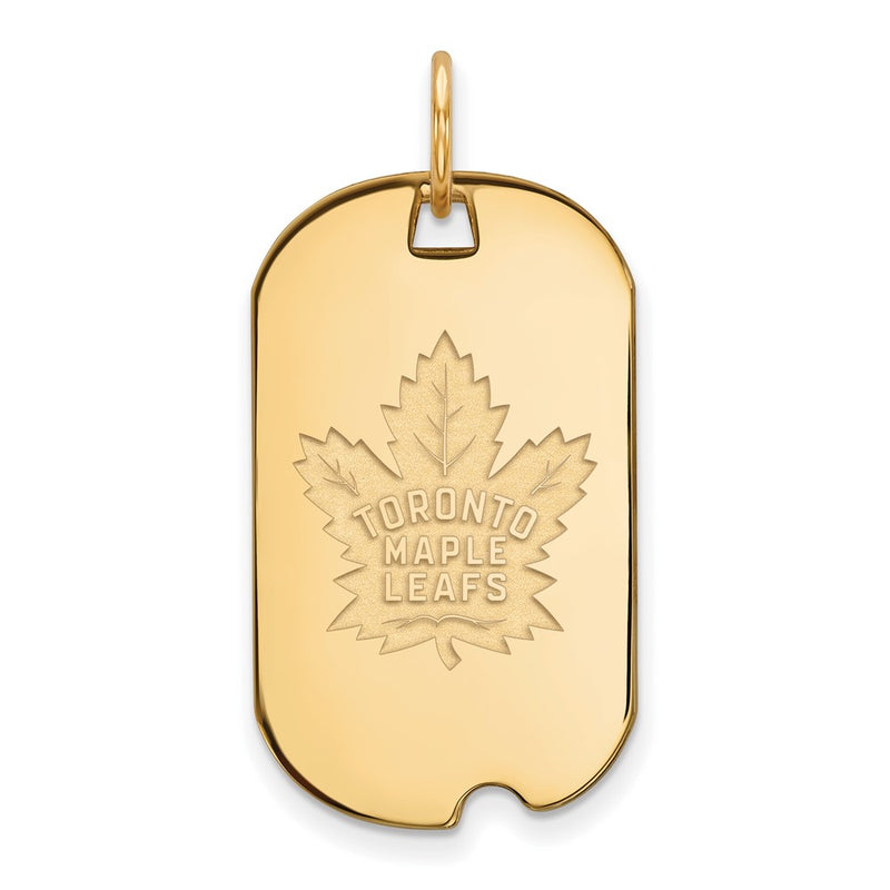 Gold Plated Sterling Silver Nhl Logoart Toronto Maple Leafs Small Dog Tag Pendant