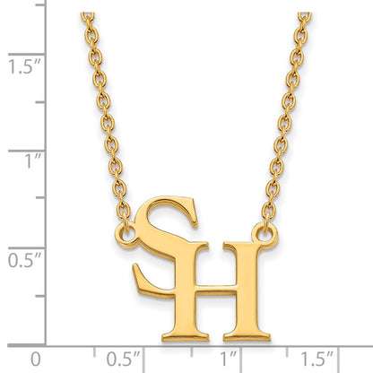 Gold Plated Sterling Silver Logoart Sam Houston State University Large Pendant 18 Inch Necklace