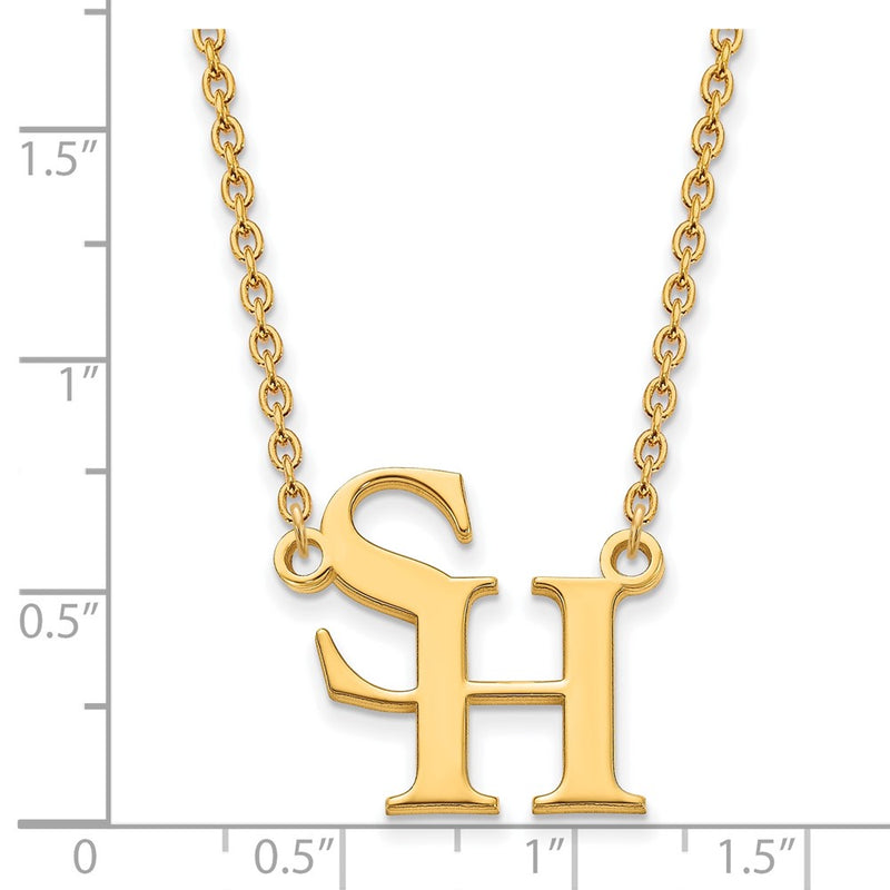 Gold Plated Sterling Silver Logoart Sam Houston State University Large Pendant 18 Inch Necklace