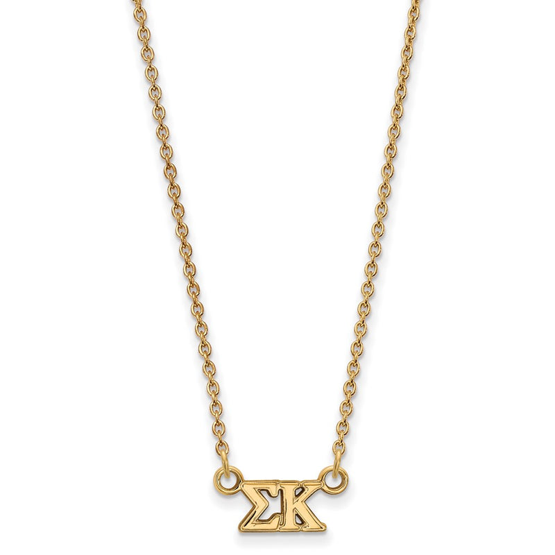 Gold Plated Sterling Silver Logoart Sigma Kappa Sorority Greek Letters Extra Small Pendant 18 Inch Necklace