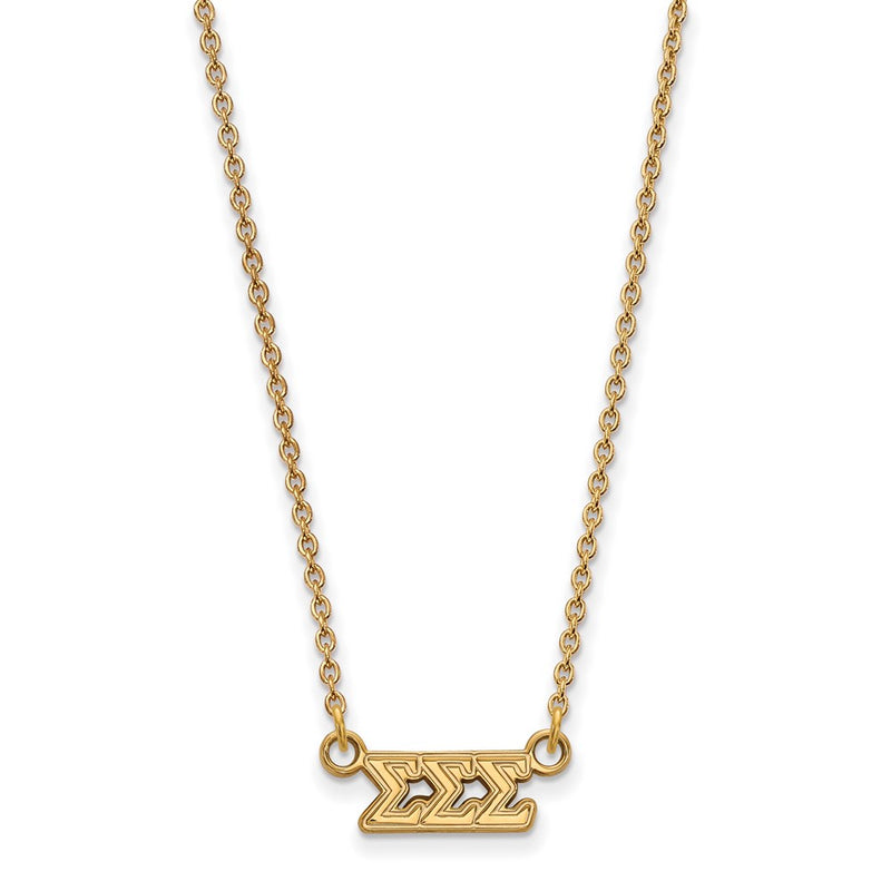 Gold Plated Sterling Silver Logoart Sigma Sorority Greek Letters Extra Small Pendant 18 Inch Necklace