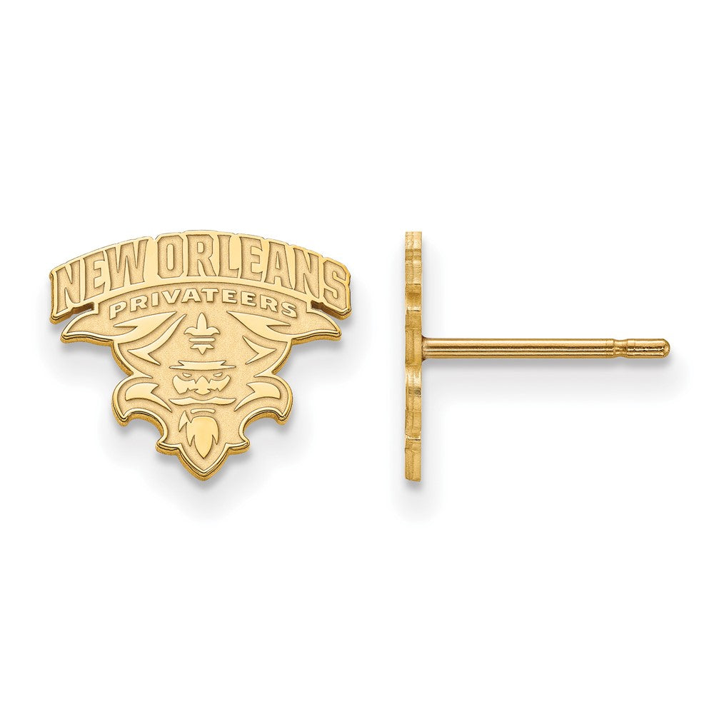 14K Yellow Gold Logoart University Of New Orleans U N O Small Post Earrings