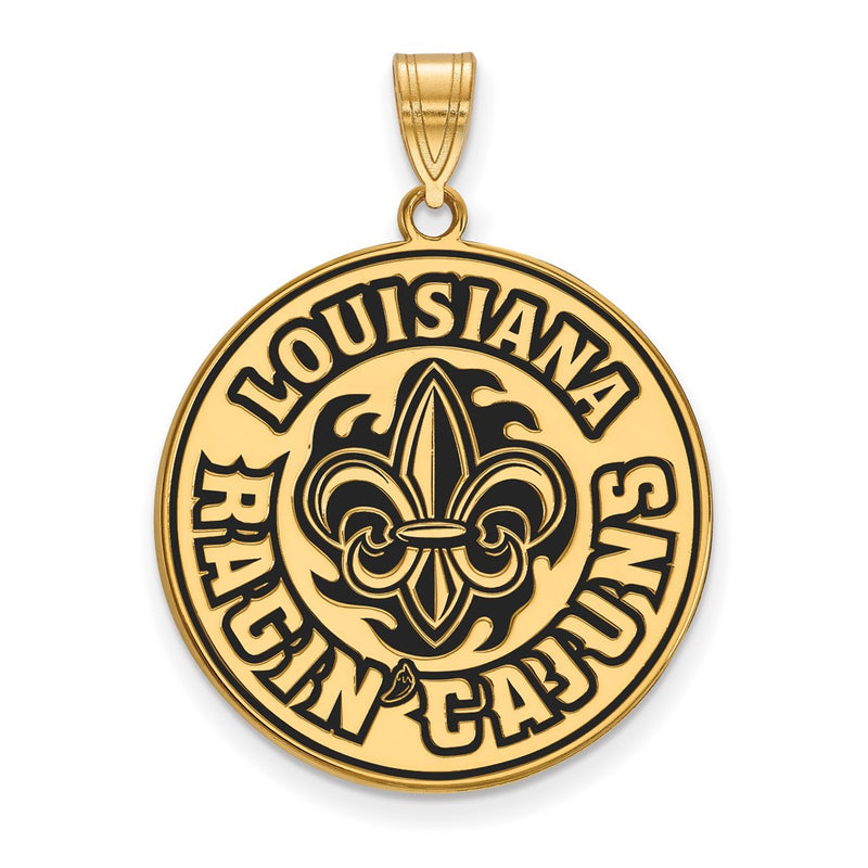 Gold Plated Sterling Silver Logoart University Of Louisiana At Lafayette Extra Large Enameled Pendant