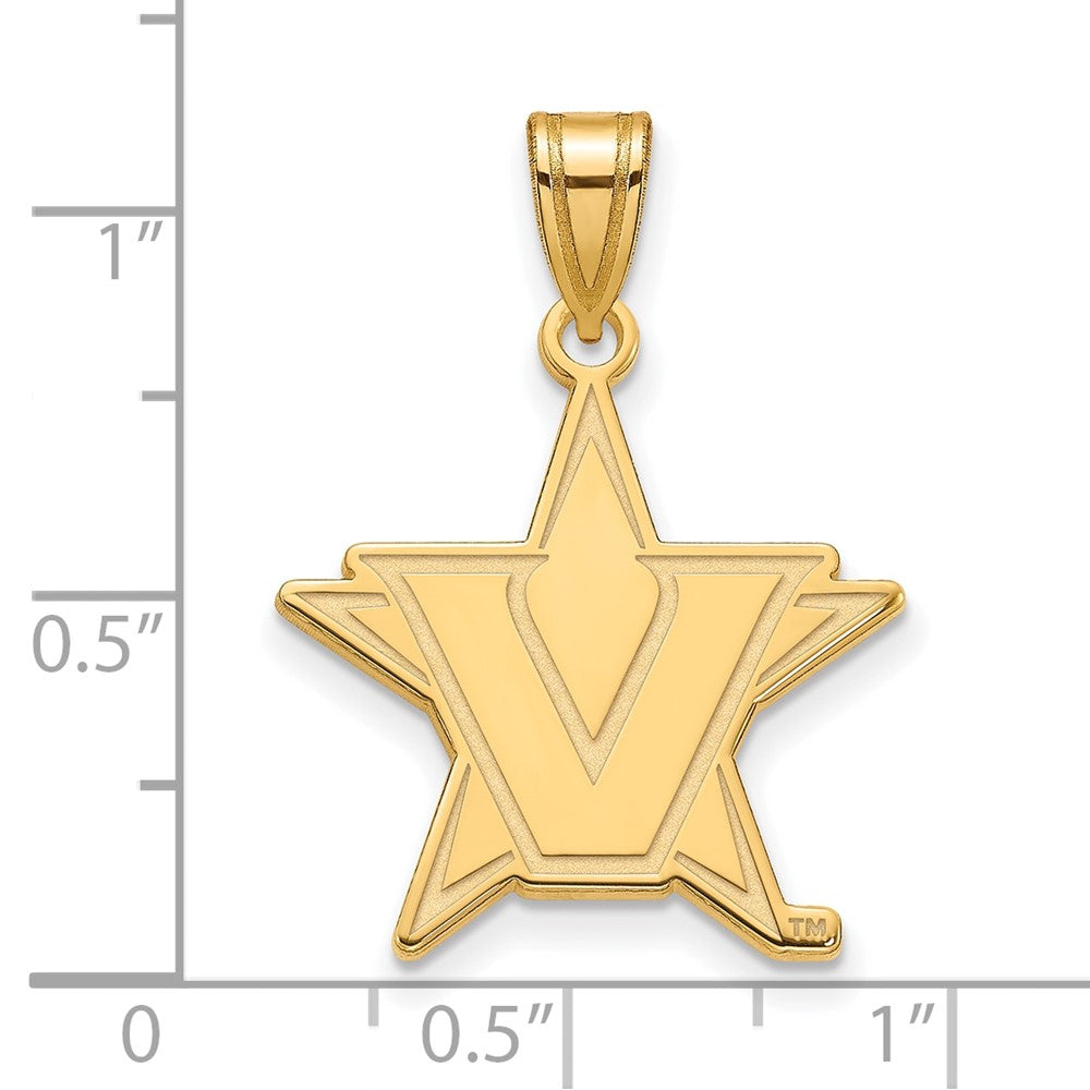 Gold Plated Sterling Silver Gp Logoart Vanderbilt University Large Pendant