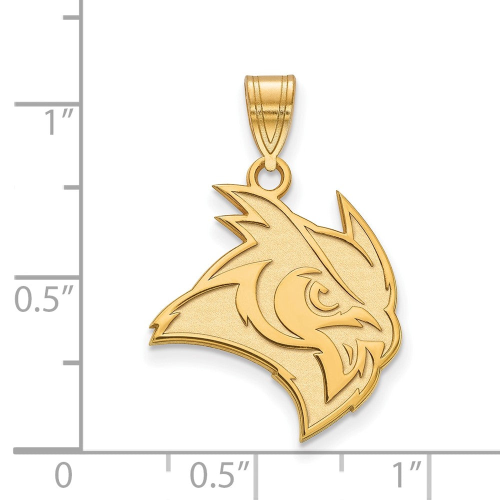Gold Plated Sterling Silver Logoart Rice University Owl Large Pendant