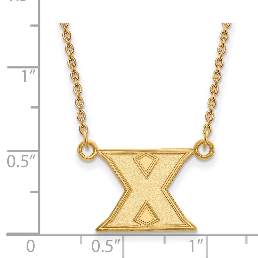 Gold Plated Sterling Silver Logoart Xavier University Letter X Small Pendant 18 Inch Necklace