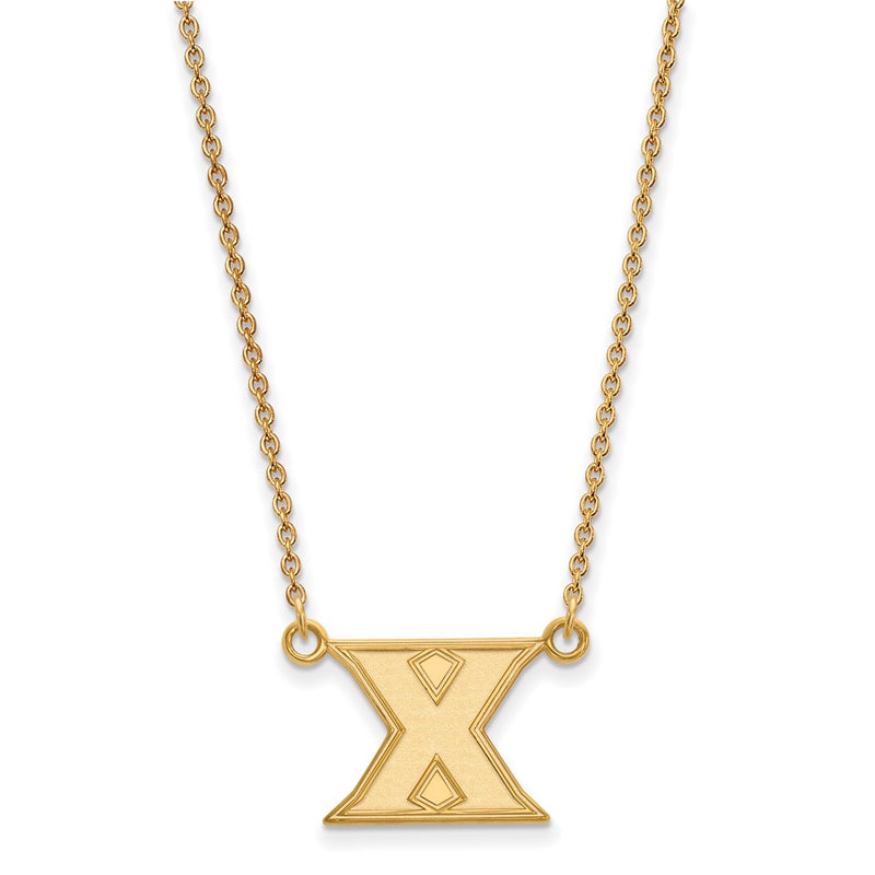 Gold Plated Sterling Silver Logoart Xavier University Letter X Small Pendant 18 Inch Necklace