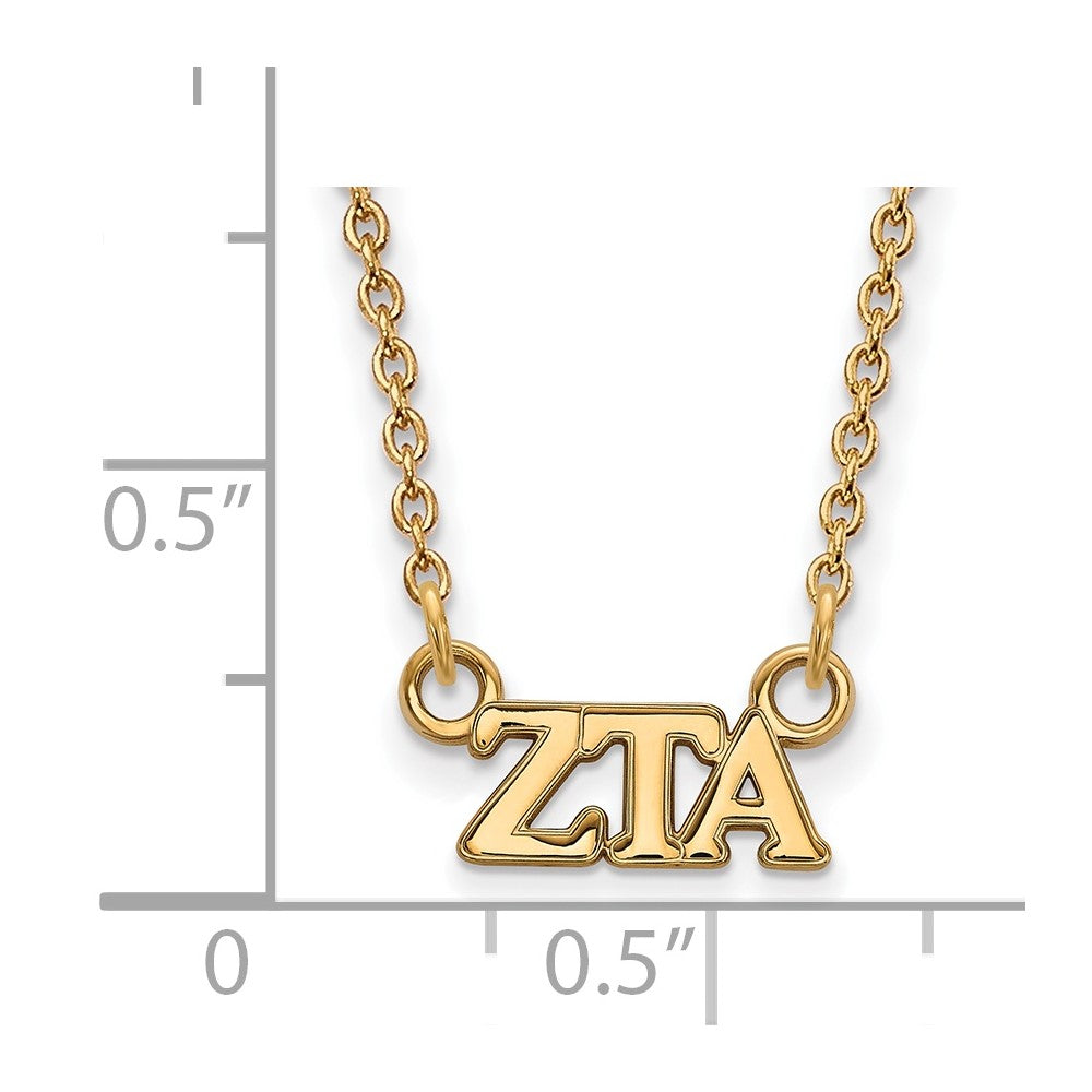 Gold Plated Sterling Silver Logoart Zeta Tau Alpha Sorority Greek Letters Extra Small Pendant 18 Inch Necklace