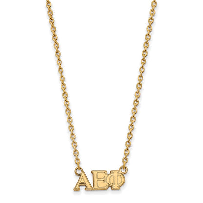 Gold Plated Sterling Silver Logoart Alpha Epsilon Phi Sorority Greek Letters Medium Pendant 18 Inch Necklace