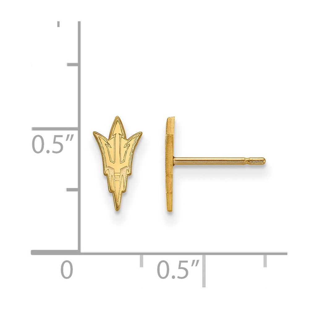 Gold Plated Sterling Silver Logoart Arizona State University Pitchfork Extra Small Post Earrings