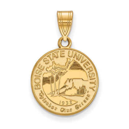 Gold Plated Sterling Silver Logoart Boise State University Medium Crest Pendant