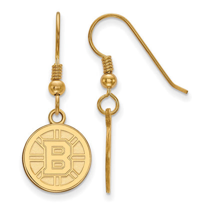 Gold Plated Sterling Silver Nhl Logoart Boston Bruins Small Dangle Earrings