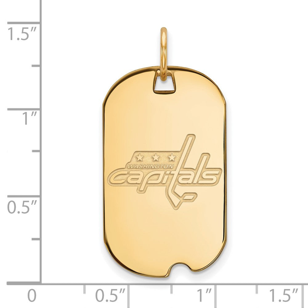 Gold Plated Sterling Silver Nhl Logoart Washington Capitals Small Dog Tag Pendant