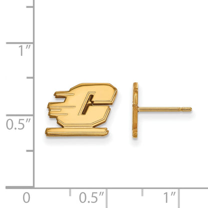 Gold Plated Sterling Silver Logoart Central Michigan University Letter C Extra Small Post Earrings
