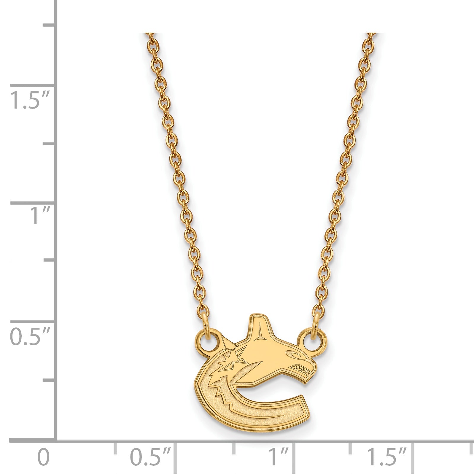 10K Yellow Gold Nhl Logoart Vancouver Canucks Small Pendant 18 Inch Necklace