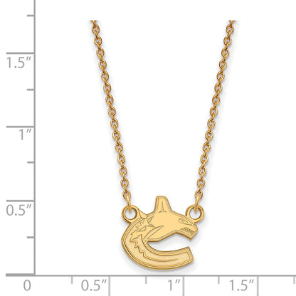 Gold Plated Sterling Silver Nhl Logoart Vancouver Canucks Small Pendant 18 Inch Necklace