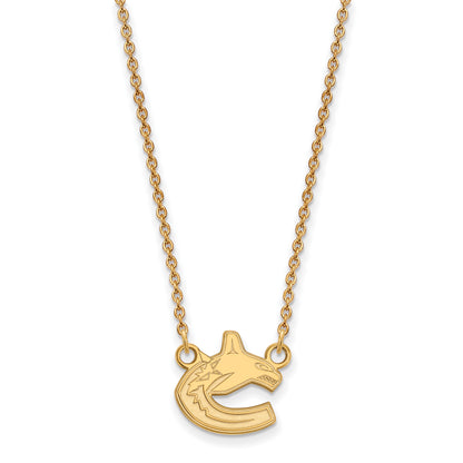 10K Yellow Gold Nhl Logoart Vancouver Canucks Small Pendant 18 Inch Necklace