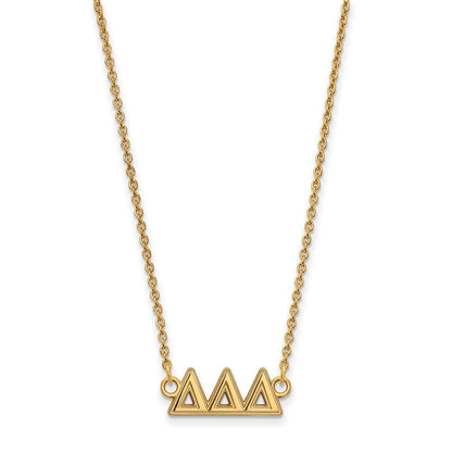 Gold Plated Sterling Silver Logoart Delta Sorority Greek Letters Medium Pendant 18 Inch Necklace