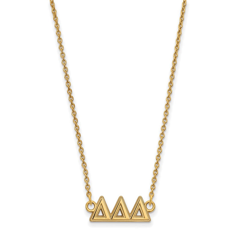 Gold Plated Sterling Silver Logoart Delta Sorority Greek Letters Medium Pendant 18 Inch Necklace