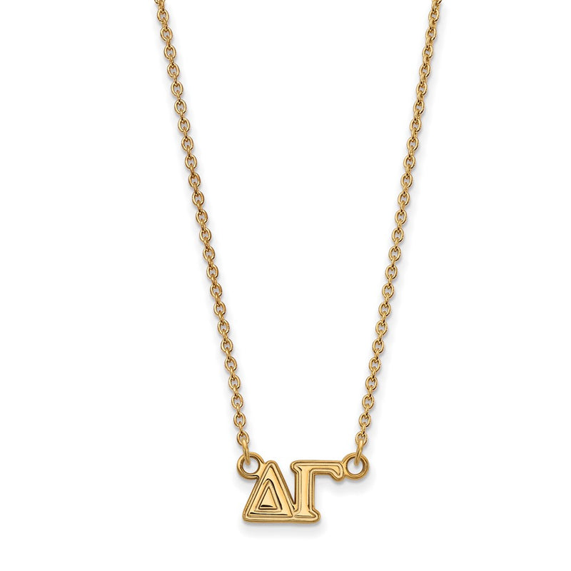 Gold Plated Sterling Silver Logoart Delta Gamma Sorority Greek Letters Medium Pendant 18 Inch Necklace
