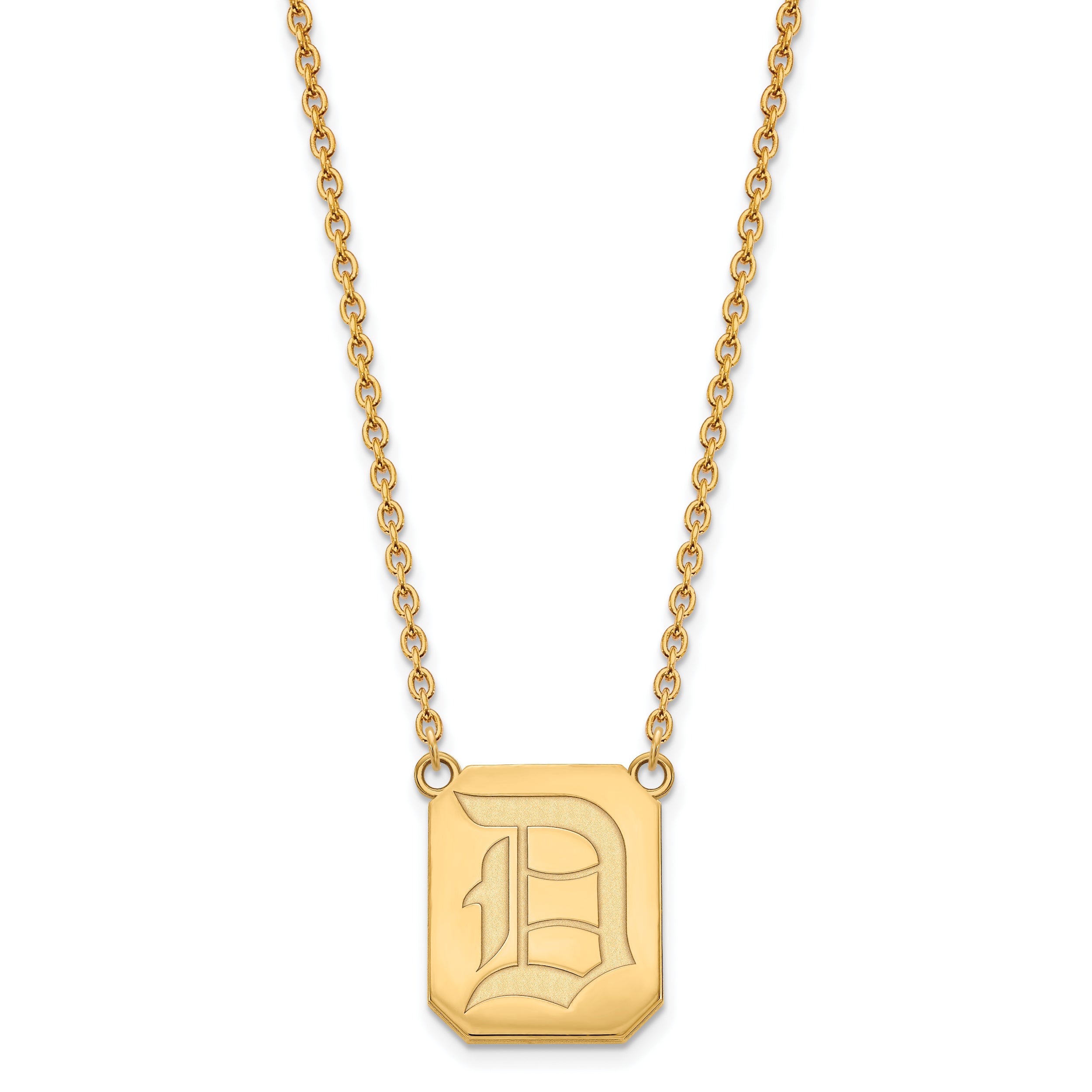10K Yellow Gold Logoart Duquesne University Letter D Large Pendant 18 Inch Necklace