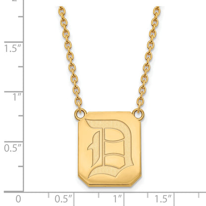 10K Yellow Gold Logoart Duquesne University Letter D Large Pendant 18 Inch Necklace