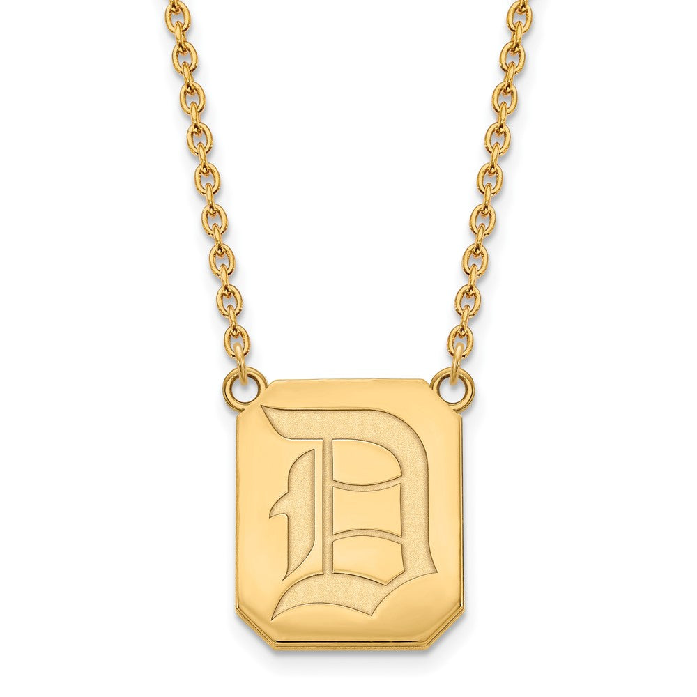 Gold Plated Sterling Silver Logoart Duquesne University Letter D Large Pendant 18 Inch Necklace