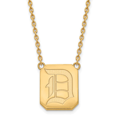 Gold Plated Sterling Silver Logoart Duquesne University Letter D Large Pendant 18 Inch Necklace