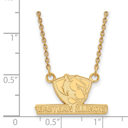 Gold Plated Sterling Silver Logoart Eastern Illinois University Small Pendant 18 Inch Necklace