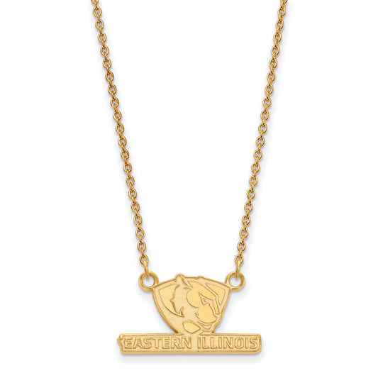 10K Yellow Gold Logoart Eastern Illinois University Small Pendant 18 Inch Necklace