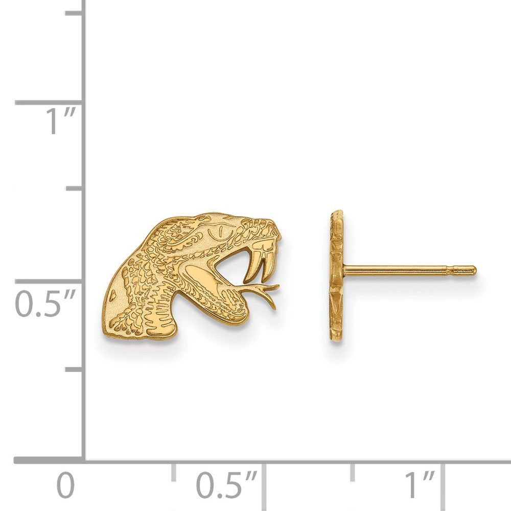 Gold Plated Sterling Silver Logoart Florida A And M University Rattler Extra Small Post Earrings