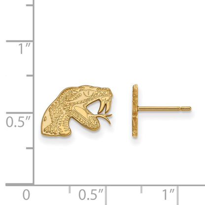 14K Yellow Gold Logoart Florida A And M University Rattler Extra Small Post Earrings