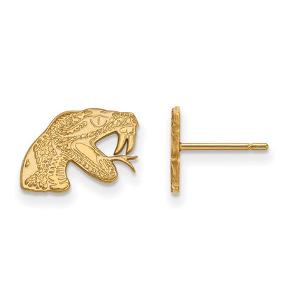 14K Yellow Gold Logoart Florida A And M University Rattler Extra Small Post Earrings