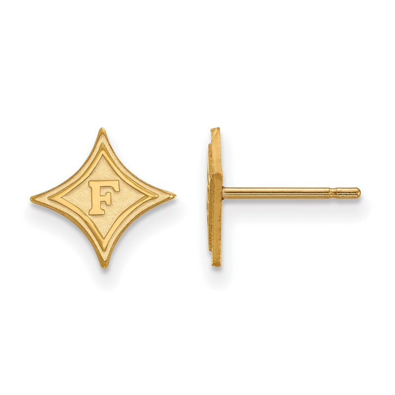 Gold Plated Sterling Silver Logoart Furman University Extra Small Post Earrings