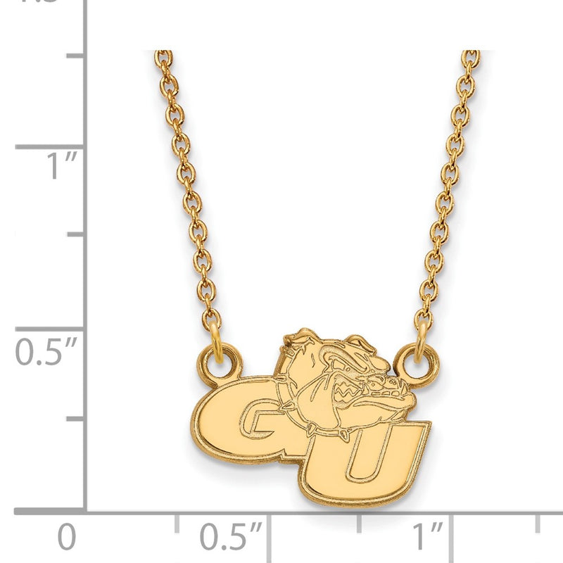 Gold Plated Sterling Silver Logoart Gonzaga University G U Bulldog Small Pendant 18 Inch Necklace