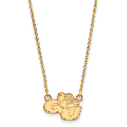 10K Yellow Gold Logoart Gonzaga University G U Bulldog Small Pendant 18 Inch Necklace