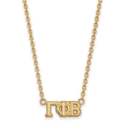 Gold Plated Sterling Silver Logoart Gamma Phi Beta Sorority Greek Letters Small Pendant 18 Inch Necklace