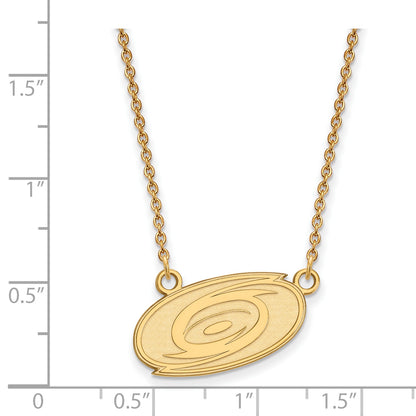 10K Yellow Gold Nhl Logoart Carolina Hurricanes Small Pendant 18 Inch Necklace